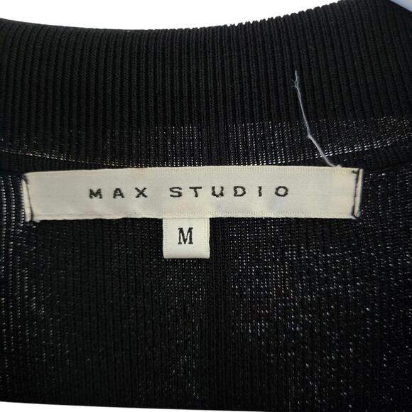 Max Studio Black Long Knit Cardigan with Contrast Stitching - Picture 10 of 10